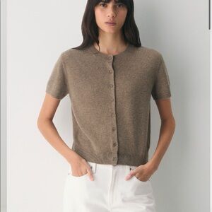 Aritzia Bare Cashmere Shortsleeve Crew Cardigan size small